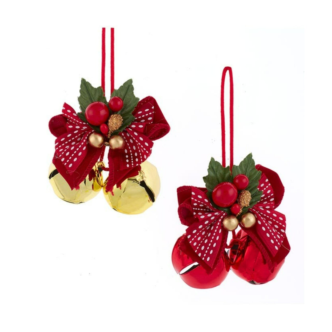KSA Club Pack of 24 Red and Gold Bell with Bow Christmas Ornaments 1.25"